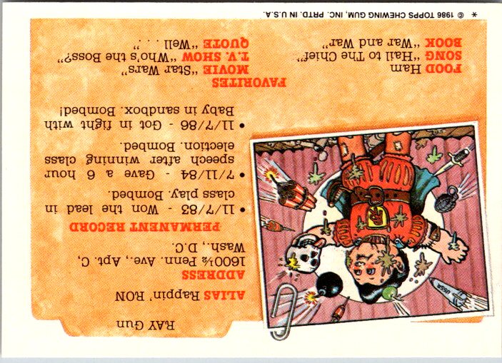 202 ULTRA VIOLET - GARBAGE PAIL KIDS trading card featuring Rappin' Ron with humorous details and artwork